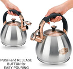 Tea Kettle Stovetop Whistling Kettle Teapot, 3Quart Tea Pot Stainless Steel Teakettle for Stove Top with Heat Proof Ergonomic Handle