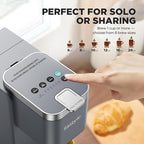 Tastyle Single Serve Coffee Maker, Iced and Hot Coffee Machine for K Cup & Grounds, Compact Design, 40oz Removable Water Reservoir, 6 to 24 Oz Brew Sizes, Fits 7.3" Travel Mug, Gray