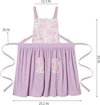 Pinknoke Vintage Pinafore Apron Dress for Women with Pockets Cute Floral Chef Aprons for Kitchen Cooking Baking Gardening