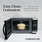 Farberware 1.1 Cu. Ft. Countertop Microwave Oven – 1000 Watt Power, Auto Cook Settings, Defrost, Easy Clean and Child Safety Lock - Stainless