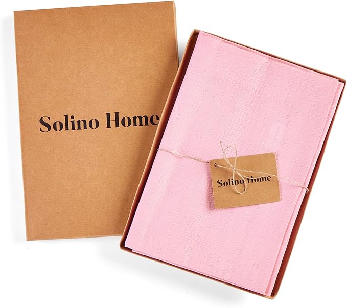 Solino Home Linen Napkins Set of 4-100% Pure Linen Pink Lemonade Dinner Napkins Cloth 20 x 20 Inch for Valentines - Fete, Handcrafted and Machine Washable