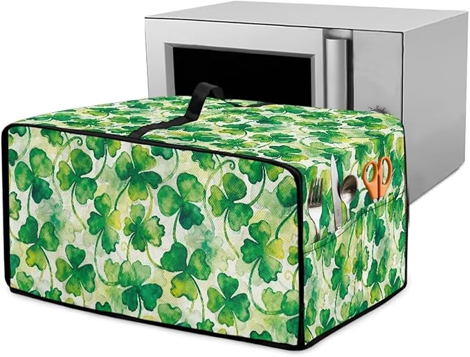 Clover Print Toaster Oven Cover Heavy Duty, Heat Resistant Dust-proof Toaster Cover Kitchen Small Appliance Protective Slipcover Washable Slipcover for Kitchen Counter, Green, L