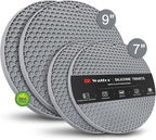 Silicone Trivet Mats - Walfos Heat Resistant Pot Holders Set, 4pcs 2 Sizes 7 Inch & 9 Inch, Multipurpose Non-Slip Hot Pads for Hot Pot, Hot Dishers, Jar Opener, Food Grade & BPA Free (Nordic Grey)