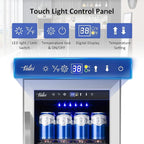 15 Inch Beverage Refrigerator - 125Cans Capacity Drink Cooler Under Counter Mini Fridge with Glass Door, Safety Lock Built-in or Freestanding Refrigerator for Soda, Beer, Wine