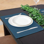 Linen Fabric Placemats Set of 4, Machine Washable, Heat Resistant, Wrinkle Free, Thick Polyester Kitchen Place Mats for Dining Table (Navy Blue)