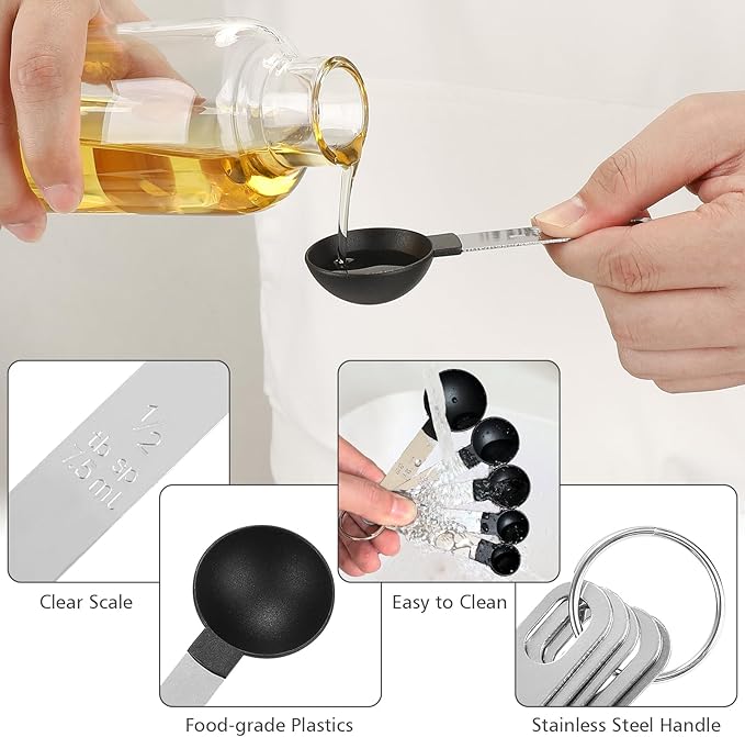 Accmor Measuring Cups & Spoons Set, 10 Pack Plastic Cooking Baking Tools With 5 Pack Stainless Steel Cookie Cutters, Stackable Kitchen Gadgets Nesting Measure Cups Handle for Dry Liquid Ingredients