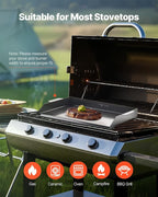 VEVOR Carbon Steel Griddle, 20x16 inch Universal Flat Top Rectangular Plate, Gas Grill Griddle for BBQ Grill, Teppanyaki, Portable Family Cookware, for Camping Tailgating Party