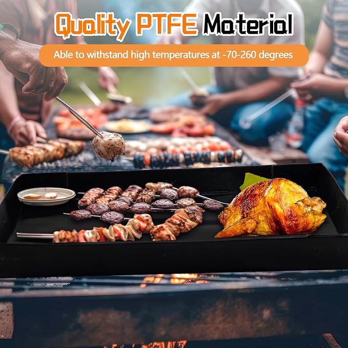 Teenyyou 4 Pcs 13.5 x 13.5 x 1inch Non-stick Ptfe Oven Trays Reusable Solid Baking Basket Easy Clean Heat Resistant Black Quick Oven Accessories for Heating Chips Chicken Snacks in Restaurant Kitchens