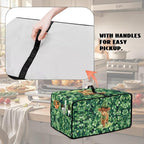 Highland Cow Four Leaf Clover Print Toaster Oven Cover Microwave Cover for Kitchen Countertop Appliance Dust Protector Decorative Oven Accessories for St. Patrick's Day Decor, Green, S
