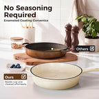 Kitchen Academy Enameled Cast Iron Cookware Sets - 7Pcs Pots and Pans Set Non Toxic, Induction Cooking Pots Set, PFOA&PFAS Free(Beige)