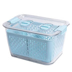Kitchen Spaces Colander Bin, Produce Saver, Fridge Organizer With Lid, Wash, Strain and Store, Great for Refrigerator, Freezer and Pantry, Medium, Blue, Pack of 1