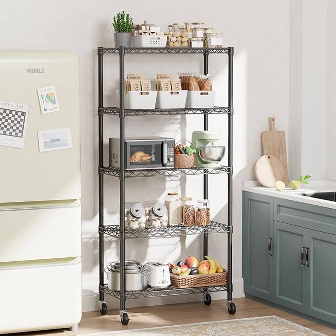 SINGAYE Garage Heavy Duty Shelving Unit Kitchen Pantry Close Home Organizers and Storage Bathroom Shelf Laundry Room Organization Industrial Book Metal Wire Adjustable Shelves