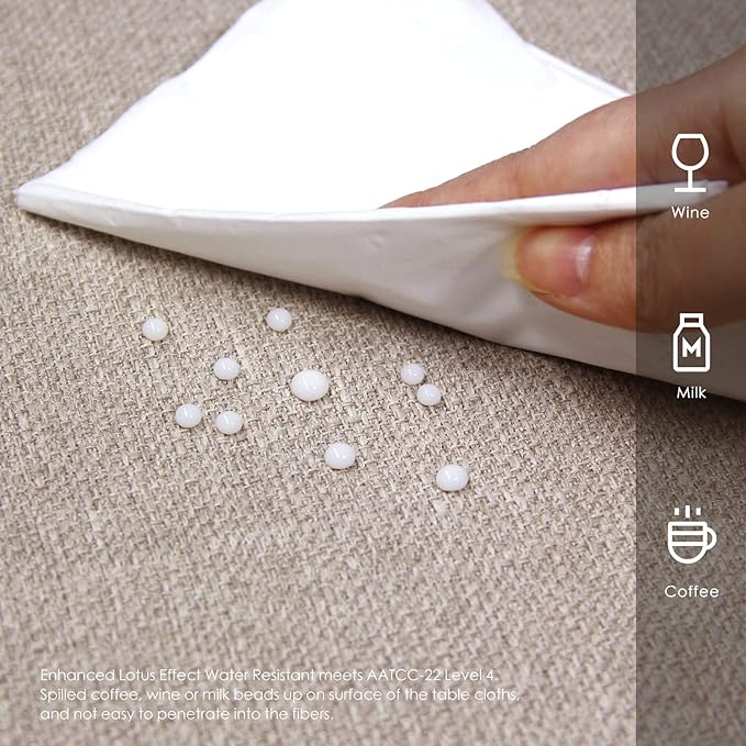 BALCONY & FALCON Rectangle Tablecloth Washable Wrinkle Resistant and Water Proof Table Cloth Decorative Linen Fabric Tablecloths for Dining Parties Kitchen Wedding and Outdoor Use (Beige, 57x85)