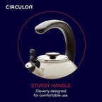 Circulon Enamel on Steel Whistling Induction Teakettle, Tea Kettle for Stovetop with Flip-Up Spout, 2-Quart, Gray