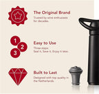 Vacu Vin Wine Saver Concerto - Black - 1 Pump 2 Stoppers - Wine Stoppers for Bottles with Vacuum Pump - Reusable - Made in the Netherlands