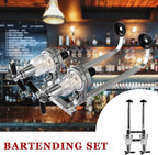 2 Bottle Wall Mounted Liquor Dispenser Bar Butler Bracket Solo Optic Spirit Wine Beer Alcohol Bottle Beverage Stand Revolving Nozzle Drinkware Set