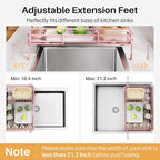 SNTD Dish Drying Rack - Extendable Dish Rack, Large Sink Drying Dish Drainer for Kitchen Counter, Stainless Steel Dish Strainer with Utensil Holder (Pink)