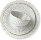 Lenox French Perle Groove 12-Piece Plate & Bowl Set, 23.05 LB, White