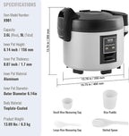 VEVOR Commercial Rice Cooker, 45-Cup Rice Cooker, 9.51 Qt / 9 Liter Large Rice Cooker and Warmer with Nonstick Inner Pot, Fast Cooking and 12-Hour Keep Warm, with Rice Cup and Paddle, for Restaurant