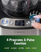 Food Processor, 4 Programs & Pulse,1000W Max Power,12 Cups Total Volume for Slicing, Mincing, Dicing, Shredding, Puree, Dough and Vegetable Chopper Clean Bowl Scraper, Stainless Steel