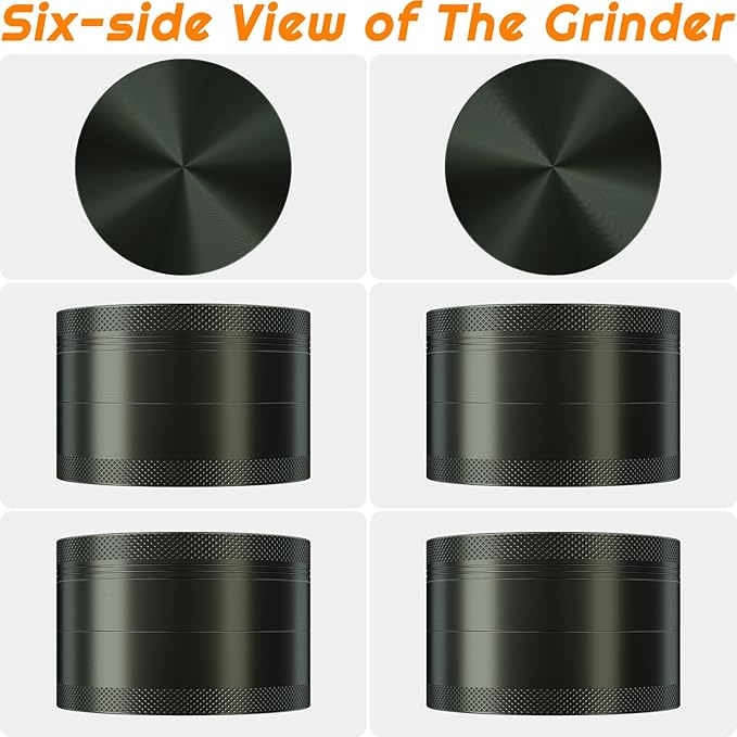 Grinder for Kitchen Spices, 3" Large Size Durable Aluminum Alloy Manual Spice Mills (Black)