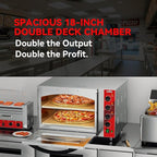 CROSSON Commercial Double Deck 18 Inch Countertop Electric Pizza Oven with 15mm Thick Pizza Stone, Indoor Pizza Bakery Oven for Commercial Use Only,240V/4500W