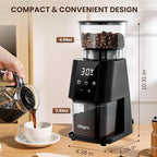 Ollygrin Conical Burr Coffee Grinder Electric, Adjustable Coffee Grinder for Home Use, Touchscreen Burr Mill Grinder with 30 Grinding Sizes, 2-12 Cups for French Press & Drip Coffee
