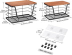 ALOCEO 2 Pack Stackable Storage Bins with Lids, Stainless Steel Extra Large Trash Bag Dispenser Roll Holder for Kitchen Sink, Laundry, Pantry Organizer and Storage, Walnut Black