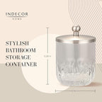 Glass Jar with Metal Lid for Bathroom Organization, Clear Apothecary Jar for Cotton Balls, Q Tips, and Small Accessories, Stylish Bathroom Storage Container Nickel