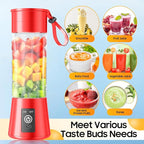 Portable Blender for Smoothies & Shakes - Cordless Personal Size Blender with 6 Blades, 380Ml Juice Cup, Lightweight & Rechargeable, Freshly Squeezed for Picnic/Sports/Office, Mother's Day