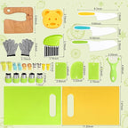 28PCS Toddler Knife Set - Kids Knifes for Real Cooking, Montessori Kids Kitchen Knife Set with Cutting Board Crinkle Cutters Kid Safe Knives, Toddlers Kitchen Tools for Age 2-10 Year Old Girl Boy