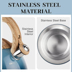 MARSKITOP Tea Kettle Stovetop Whistling Tea Pots for Stove Top Food Grade Stainless Steel Teapot for Induction Cooktop, 2.6 Quart, Blue