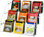 Tea Bag Organizer Holder, Acrylic Tea Packets Storage Box Container Display Stand Rack for Counter Cabinet Countertop Kitchen Office, 3 Tier