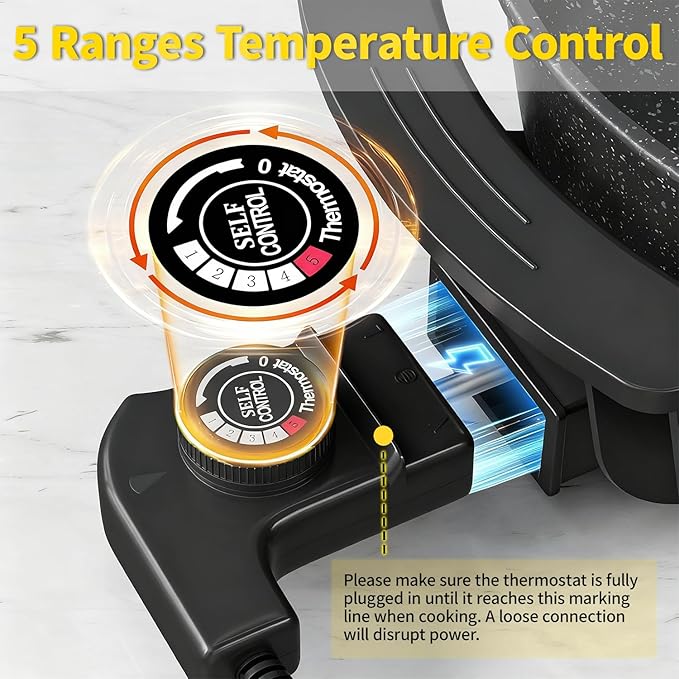 Food Party Electric Hot Pot with Divider Hotpot Pot Electric Hopot Cooker Shabu Shabu Pot 110V 1200W Non-Stick 6-Quart BPA FREE Fondue Chinese Hot Pot