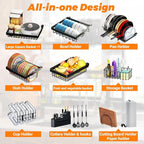 ADBIU Over Sink Dish Drying Rack (Expandable Height/Length) Snap-On Design Large Dish Drainer Storage Counter Organizer 32-40L x 12W x 34-38H (inches)