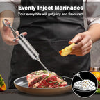 Grill Bump Meat Injector Syringe Kit with 3 Professional Marinade Injector Needles and Travel Case for BBQ Grill Smoker, Turkey and Brisket; 2-oz Large Capacity, Both Paper User Manual and E-Book