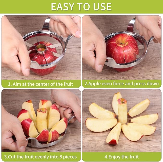 LIIGEMI Apple Slicer, 8-Slice Apple Slicer and Corer,Sharp and Sturdy,Easy to Use, Time-Saving.