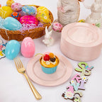 bUCLA 100Pieces Pink Plastic Dessert Plates - 6.25 inch Pink Disposable Dessert/Appetizer/Small Cake Plates for Wedding, Party & Mother's Day