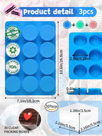 3 Pcs Round Chocolate Cookie Molds Set ,12-Cavity Round Silicone Mold with 30 Clear Treat Boxes, Round Baking Mold for Oreos,Candy, Mini Cake, Individually Wrapped Cakesicle Party Favor Packaging