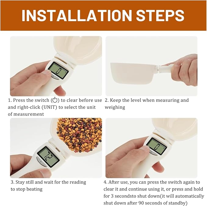 Digital Measuring Spoon, Electronic Measuring Spoon with LCD Screen, 800g / 0.1g High Precision Food Measuring Scoop Scale with Measuring Spoons for Food, Coffee,Spices, Dog Cat Food (1PCS)