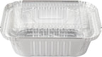 Waytiffer 5.5" x 4.5"(100Pack) Disposable Takeout Pans with Clear Lids | 1lb Capacity Aluminum Foil Food Drip Containers/Meal Prep Freezer Drip Pans BBQ Potluck Holidays
