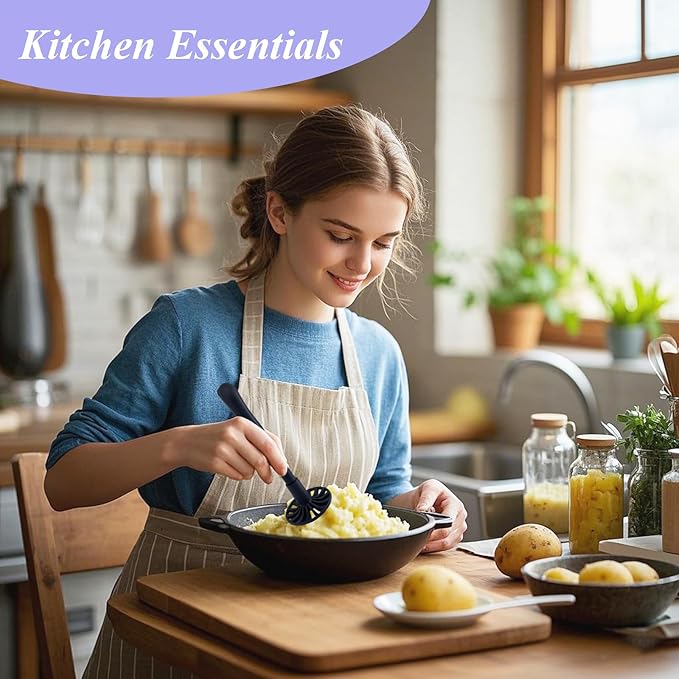 Potato Masher, Foldable Nylon Mashed Potato Masher for Non-Stick Cookware, Non-Scratch Food Masher Kitchen Tool and Gadgets, Smasher Kitchen Utensils for Potato, Bean, Vegetable, Fruit, Avocado