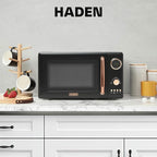 Haden 700 Watt 0.7 Cubic Foot Microwave Oven with Digital Controls, Defrost, and Instant Start Countertop Small Appliance, Black/Copper