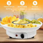 Fondue Pot Electric Set for Chocolate and Nacho Cheese, Chocolate Fondue Kit with Dipping Forks, Temperature Control, 9-ounce Detachable Bowl, Gift Set Date Night Idea Movie Night Game Night Gift Set