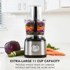 Kenmore 11-Cup Food Processor and Vegetable Chopper with Reversible Slicing/Shredding Disc, Chop, Slice, Shred, Mince, Grate, Puree, Stainless Steel, 500W, Black and Silver