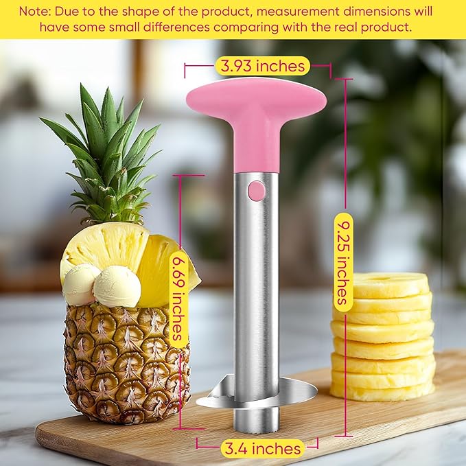 Pineapple Corer, [Upgraded, Reinforced, Thicker Blade] Newness Premium Pineapple Corer Remover, Stainless Steel Pineapple Core Tool for Home & Kitchen with Sharp Blade for Diced Fruit Ring (Pink)