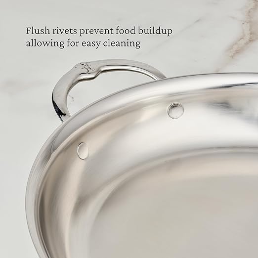 Hestan Provisions Oval Roasting Pan and Au Gratin Dish, 5.5 Quart Clad Stainless Steel, 17.5 x 14 Inch - Designed with Thomas Keller, Oven Safe 600F, Dishwasher Safe