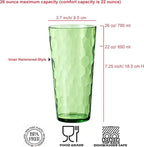 KOXIN-KARLU Mixed Drinkware 26-ounce Plastic Tumbler Acrylic Water Glasses, set of 6 Green