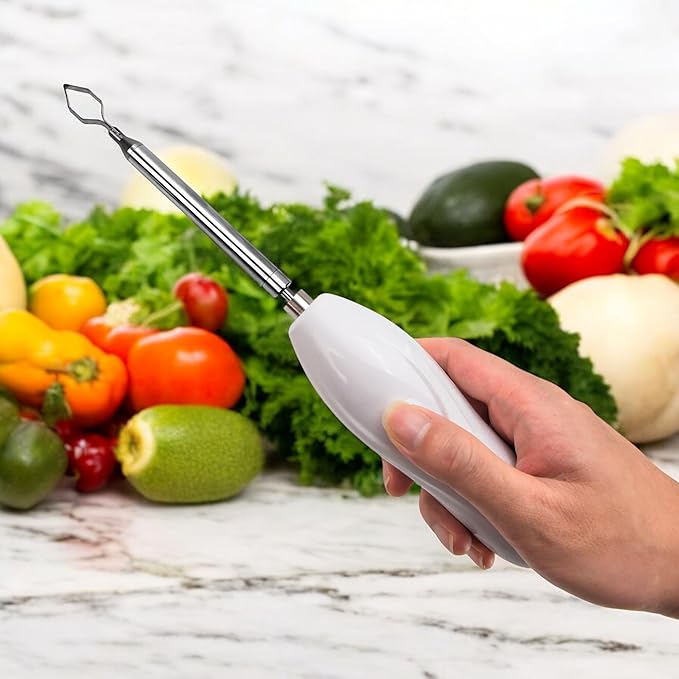 Zucchini Corer Tool Portable Vegetable Corer Cordless, Electric Scraping Scale Machine Scraper With 2 Cutter Head, Stainless Steel Rechargeable Fruit Digging, Professional Remover Tool Veggie Drill