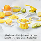 Tovolo Citrus Slicer and Wedger Tool for Lemons Limes Oranges,Dual Blade Premium Cutter Creates 8 Wedges 6 Slices, Anti-Slip Base, Stainless Steel, BPA-Free Dishwasher Safe